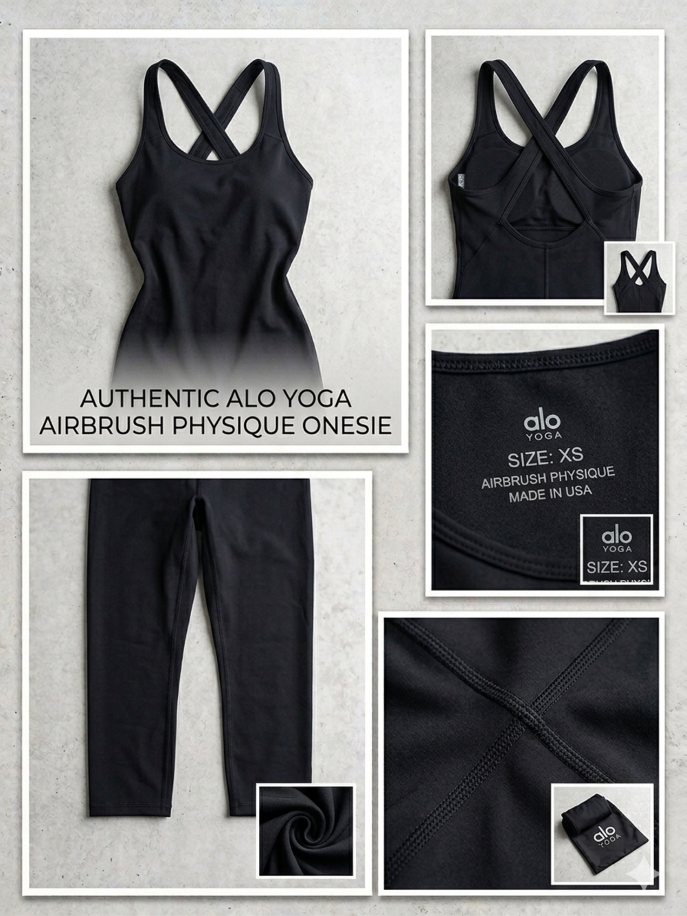 ALO Yoga Black Airbrush Physique Onesie - Cropped Jumpsuit